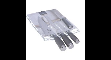 Excellent Houseware chef keuken messen set 4 delig - rvs metaal/kunststof - handvat grijs