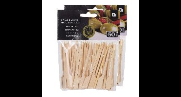 Excellent houseware Cocktail/tapas prikkers - 100x stuks - 9 cm - bamboe