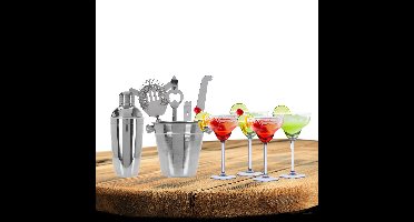 Excellent Houseware cocktails maken set 6-delig met 4x Margarita glazen