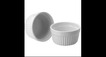 Excellent Houseware Creme brulee schaaltjes - 2x stuks - bakjes - wit - 9 x 4.5 cm - porselein