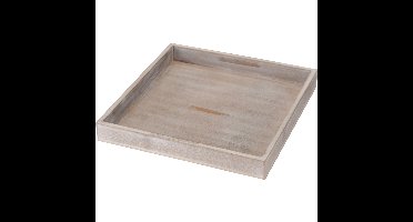 Excellent Houseware Dienblad - vierkant - grijs - hout - L25 x B25 x H3 cm - decoratief