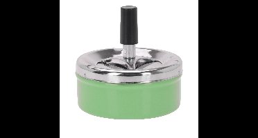 Excellent Houseware Draai asbak - druk asbak - rond metaal - 10 cm - groen