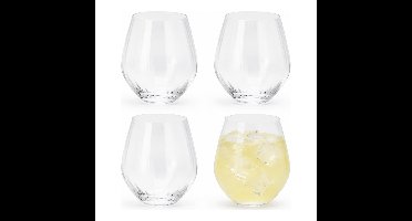 Excellent Houseware Drinkglazen Crystal - 4x stuks - transparant stripes - 400 ml