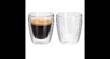 Excellent Houseware dubbelwandige Koffieglazen- 2x - espresso - 125 ml - D7 x H8 cm