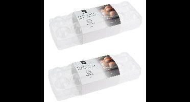 Excellent Houseware Eierdoos - 2x - 32 x 12 x 11 cm - kunststof - voor 12 eieren