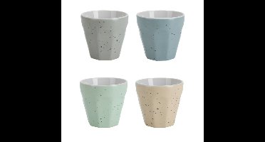 Excellent Houseware Espresso Koffiekopjes - 4x stuks - porselein - 90 ml - kleuren mix