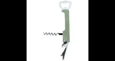 Excellent Houseware flesopener/kurkentrekker - kelnersmes - olijfgroen - 12 cm