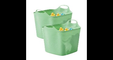 Excellent houseware Flexibele kuip / emmer - 2x - groen - 25 l - kunststof - 40 x 35 cm