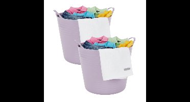 Excellent houseware Flexibele kuip / emmer - 2x - lila paars - 27 liter - kunststof - 42 x 35 cm