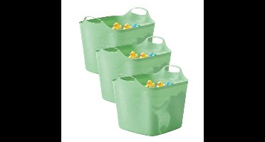 Excellent houseware Flexibele kuip / emmer - 3x - groen - 25 l - kunststof - 40 x 35 cm
