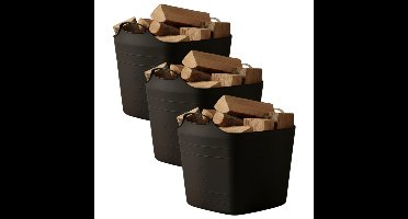 Excellent houseware Flexibele kuip / emmer - 3x - zwart - 25 l - kunststof - 40 x 35 cm