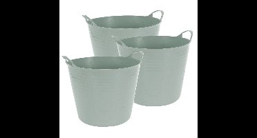 Excellent houseware flexibele wasmand - 3x - groen - 27 liter - kunststof - 42 x 40 x 35 cm