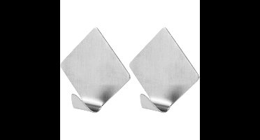 Excellent houseware handoeken ophang haakjes - 8x stuks - rvs - zilver - Zelfklevend