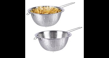 Excellent Houseware Keuken vergiet - 2x - op voet - RVS - 24 x 10 cm - zeef