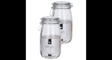 Excellent Houseware keuken voedsel opslagpotten - 2x stuks - 1500 ML - met beugel sluiting - glas
