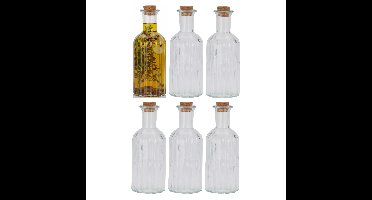 Excellent Houseware kleine flesjes - 18x stuks - glas - transparant - 500 ml - met dop van kurk - fl