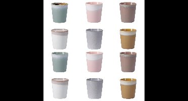 Excellent Houseware Koffie / thee mok Clay - 12x stuks - aardetinten - 350 ml - kopjes