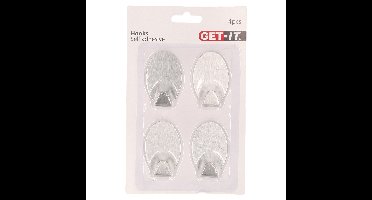 Excellent Houseware ophang haakjes - zelfklevend - 4x stuks - keuken - badkamer - rvs - D3.5 cm
