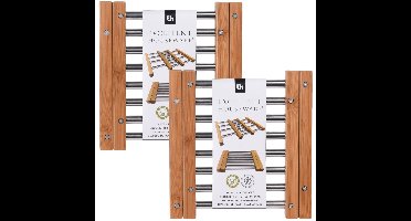 Excellent Houseware Panonderzetter - Set van 2x stuks - uitschuifbaar - 21 x 22 cm - bamboe en rvs