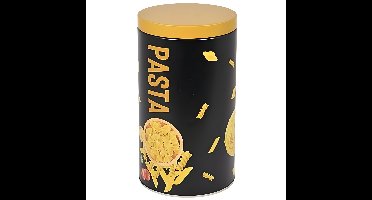 Excellent Houseware Pasta / spaghetti bewaarblik - zwart - metaal - Italiaans - 11 x 19 cm