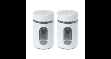 Excellent Houseware Peper / Zoutstrooier - 2x - glas - wit - 94 ml - Kruidenstrooier - Specerijen po