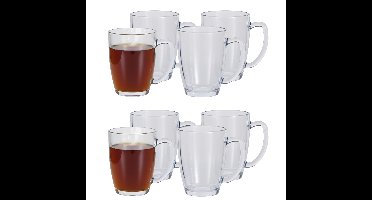 Excellent Houseware Theeglazen - 12x - 400 ml - H12 cm - gehard glas - koffieglas