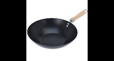 Excellent Houseware Wok/hapjes/bak pan met antiaanbaklaag - staal - D30 cm