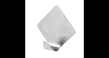 Excellent houseware Zelfklevende rvs haakjes - ruit - 2x stuks - 5 x 5,5 cm