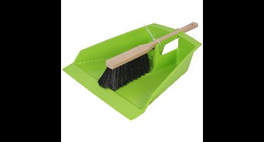 Extra groot stoffer en blik limegroen 43 cm voor tuinafval/bladeren