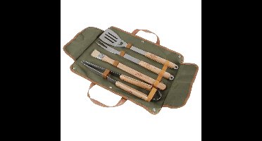 Fancy Flames BBQ gereeschapset - RVS/hout - zeer compleet - BBQ accessoires