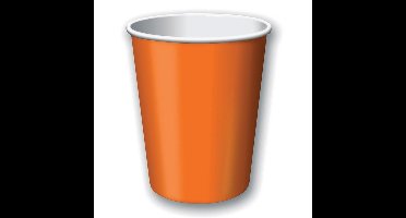 Feest bekertjes karton - oranje - 16x stuks - 256 ml - Wegwerpbekertjes