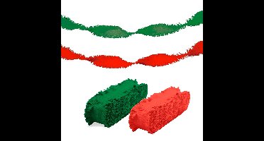 Feest versiering slingers - combi set - rood en groen - 24 meter crepe papier - feestslingers