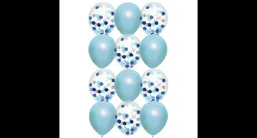 Feestversiering blauw-mix thema ballonnen 12x stuks 30 cm