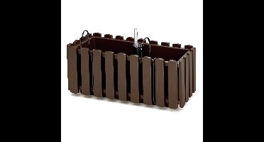 Fence-look plantenbak/bloembak - kunststof - 38 x 18 x 16 cm - bruin - hangend
