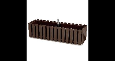 Fence-look plantenbak/bloembak - kunststof - 58 x 18 x 16 cm - houtbruin - hangend