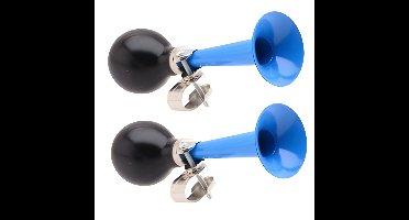 Fiets toeter - 2x - metaal - blauw - Kinderen - Kinderfiets - luchthoorn - retro knijptoeter