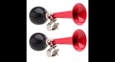 Fiets toeter - 2x - metaal - rood - Kinderen - Kinderfiets - luchthoorn - retro knijptoeter