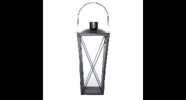 Flancy Flames Windlicht- Zilver - ijzer - 20 x 20 x 40 cm - tuin lantaarn/windlicht