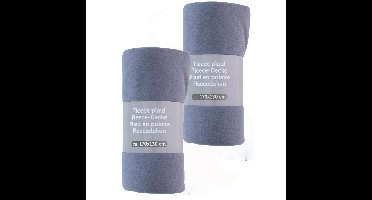 Fleece dekens/plaids - 2x - korenblauw - 170 x 130 cm