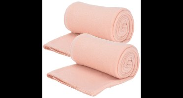 Fleece dekens/plaids - 2x - roze - 125 x 150 cm