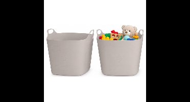 Flexibele emmer - 2x - beige - 15 liter - kunststof - vierkant - 37 x 30 cm