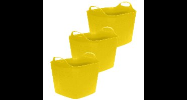 Flexibele emmer - 3x - geel - 15 liter - kunststof - vierkant - 30 x 29 cm