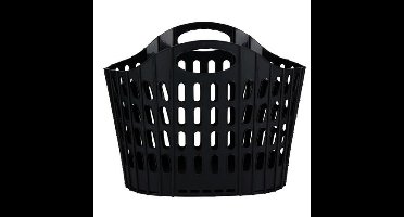 Flexibele wasmand - zwart - 25 liter - kunststof - 49 x 25 x 38 cm - opbergen