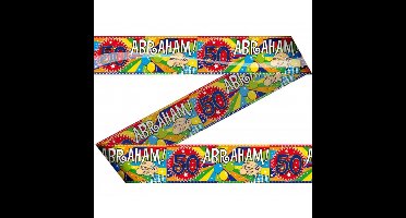 Folat Abraham markeerlint/afzetlint - 2x stuks - 50 jaar - 15 m - feestartikelen - versiering