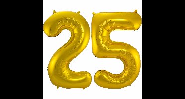 Folat Folie ballonnen - 25 jaar cijfer - goud - 86 cm - leeftijd feestartikelen - versiering
