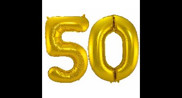 Folat Folie ballonnen - 50 jaar cijfer - goud - 86 cm - leeftijd feestartikelen - versiering