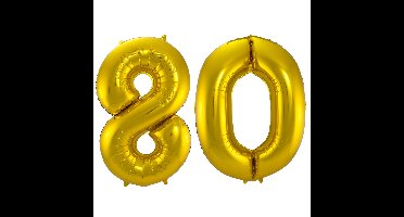 Folat Folie ballonnen - 80 jaar cijfer - goud - 86 cm - leeftijd feestartikelen - versiering