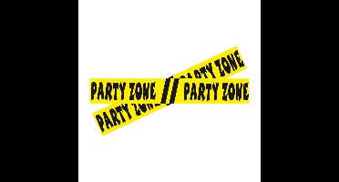 Folat Markeerlint party zone - 2x stuks - 15 meter - geel/zwart - afzetlint feest versiering