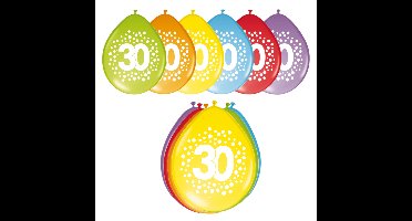 Folat party ballonnen- 30 jaar verjaardag cijfers - 16x stuks - versiering - 29 cm - feestartikelen