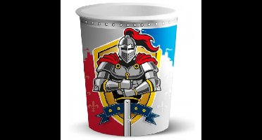 Folat ridder bekers - papier - 8x stuks - 250 ml - verjaardag drinkbekers - feestartikelen